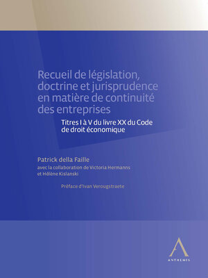 cover image of Recueil de législation, doctrine et jurisprudence en matière de continuité des entreprises